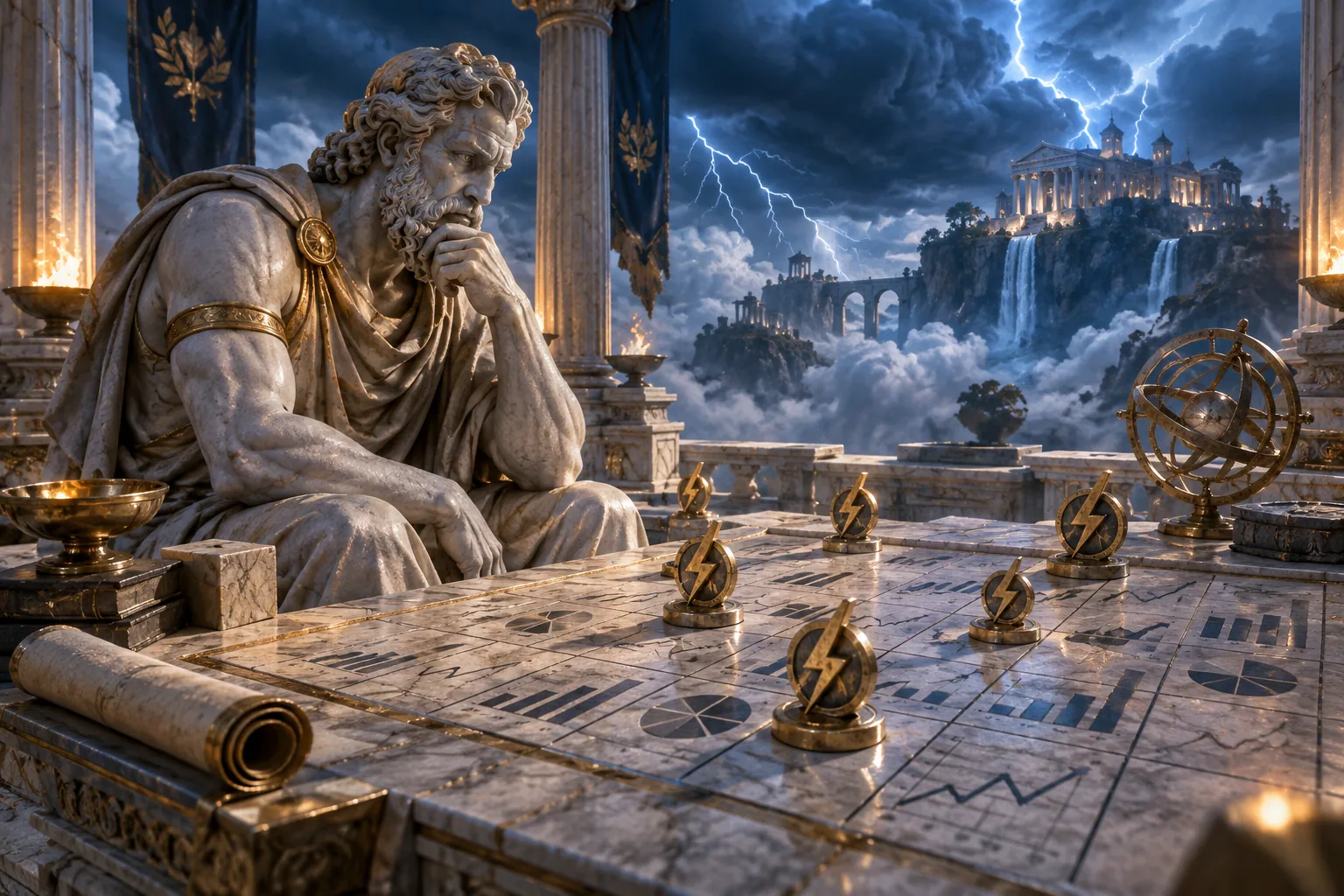 Stormy marble probability temple illustrating Gates of Olympus